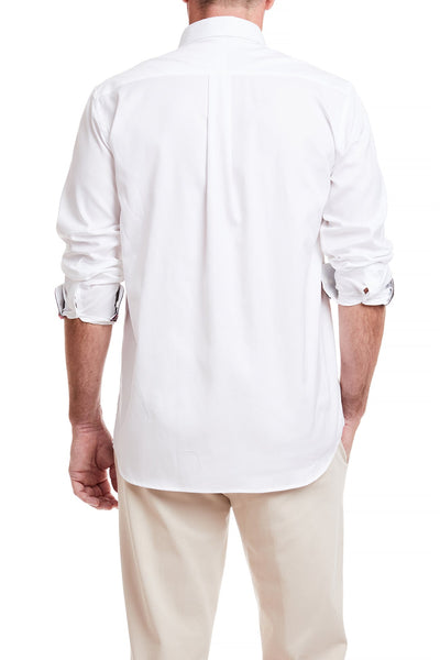Chase Shirt White Oxford with Black Stewart Plaid Trim MENS SPORT SHIRTS Castaway Nantucket Island