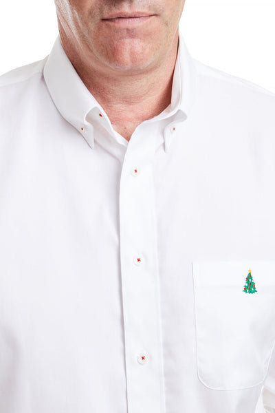 Chase Shirt White Oxford with Single Christmas Tree MENS SPORT SHIRTS Castaway Nantucket Island