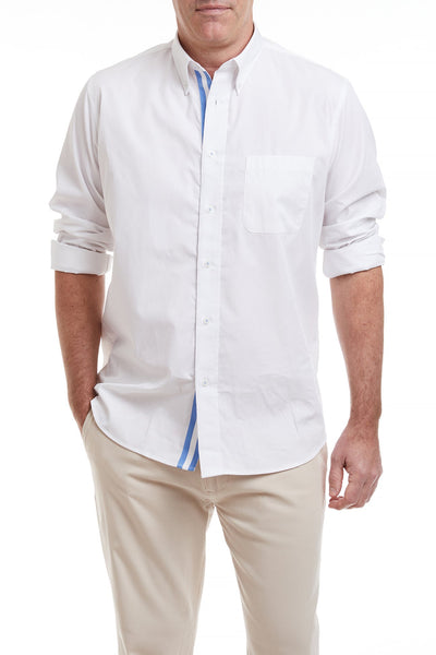 Chase Shirt White with Lt. Blue and White Grosgrain MENS SPORT SHIRTS Castaway Nantucket Island
