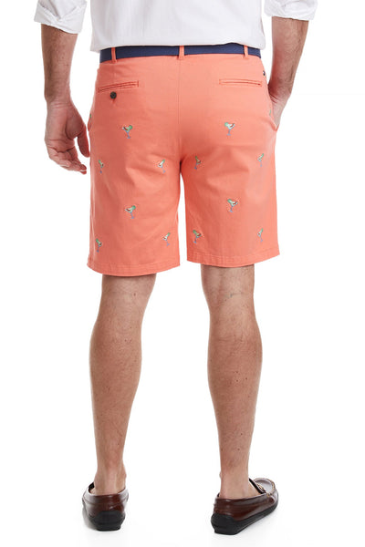 Cisco Short Stretch Twill Coral with Spicy Margarita MENS EMBROIDERED SHORTS Castaway Nantucket Island