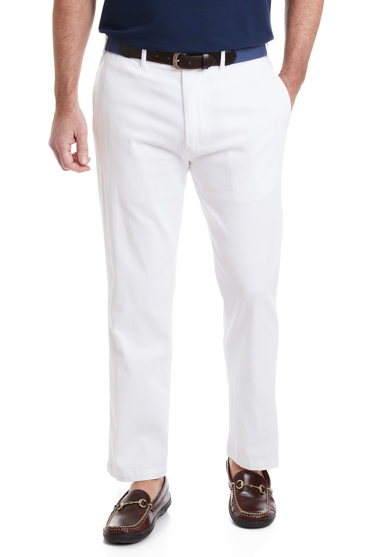 Men's White Stretch Twill Pants 98/2 Cotton, Classic Fit, Straight Leg Castaway Harbor Men's White Stretch Twill Pants 98/2 Cotton, Classic Fit, Straight Leg Castaway Harbor