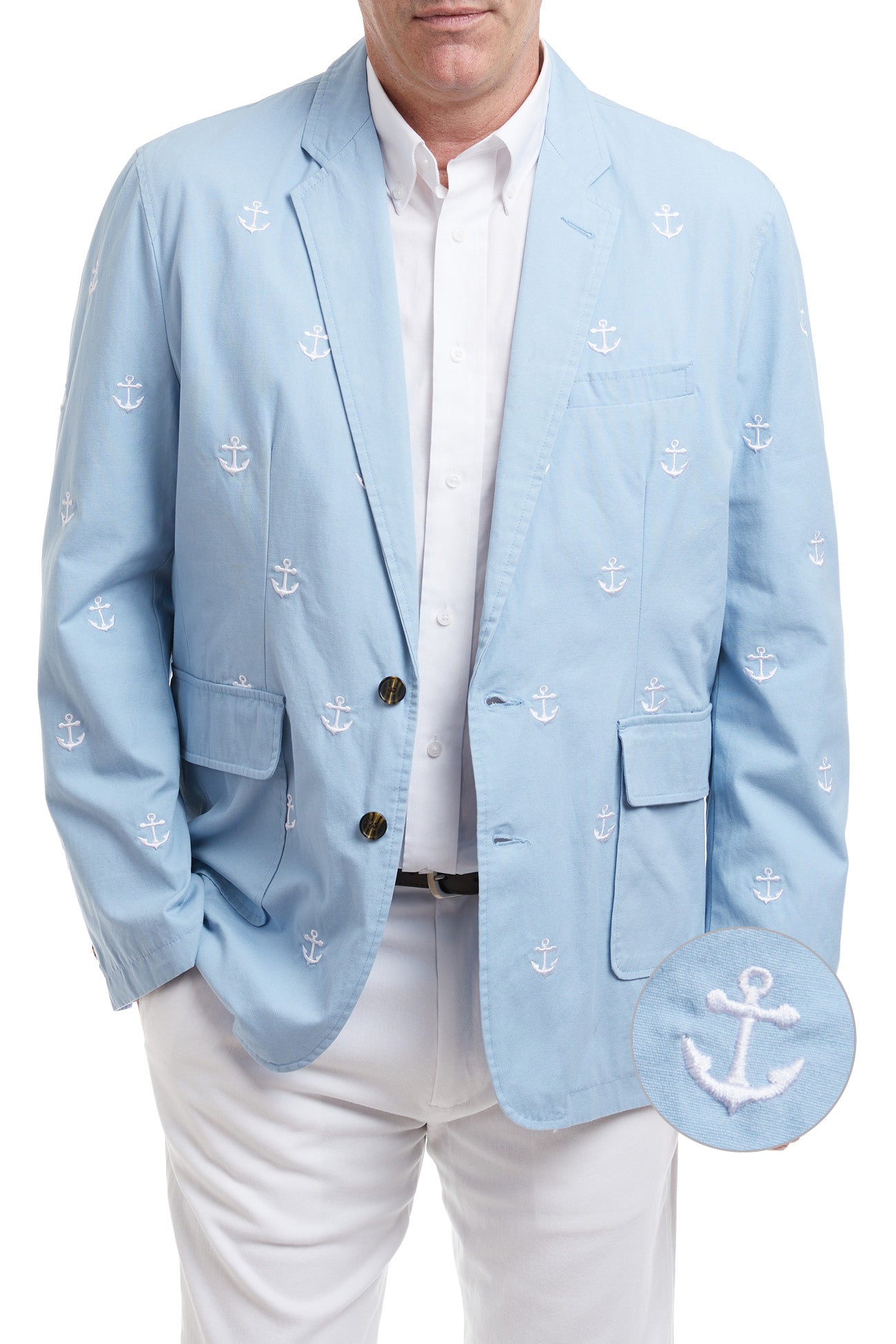 Castaway Mens Jaws Blazer Blue Grotto with Anchors Castaway Nantucket Island