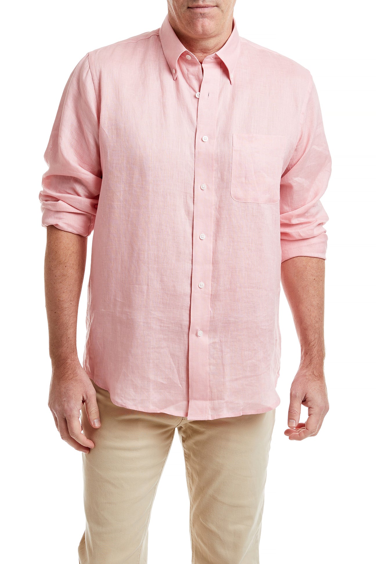 Soft Pink - Linen Shirt For Men