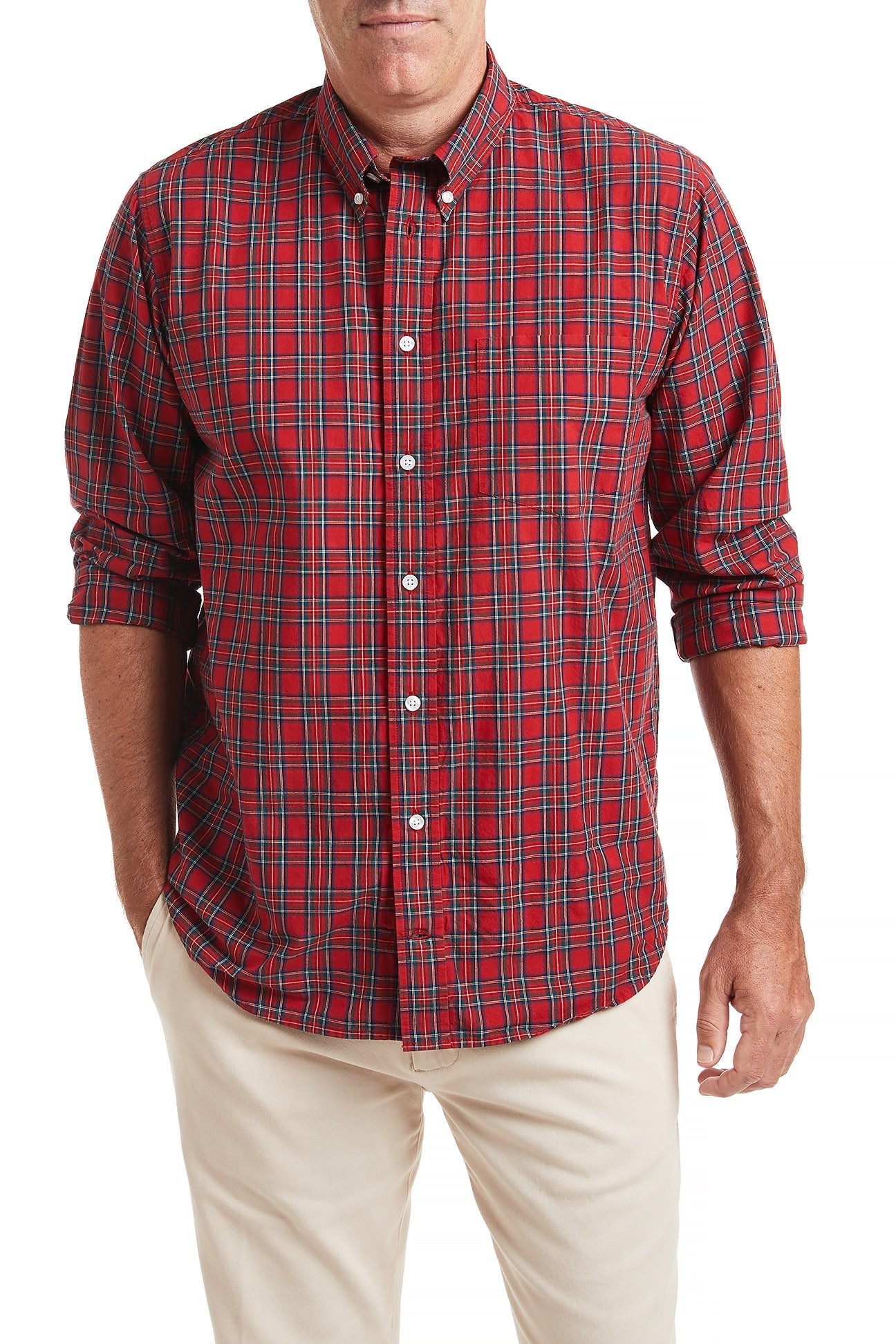 Castaway Mens Christmas Shirt Buttondown Royal Stewart Tartan Plaid Castaway Mens Christmas Shirt Buttondown Royal Stewart Tartan Plaid