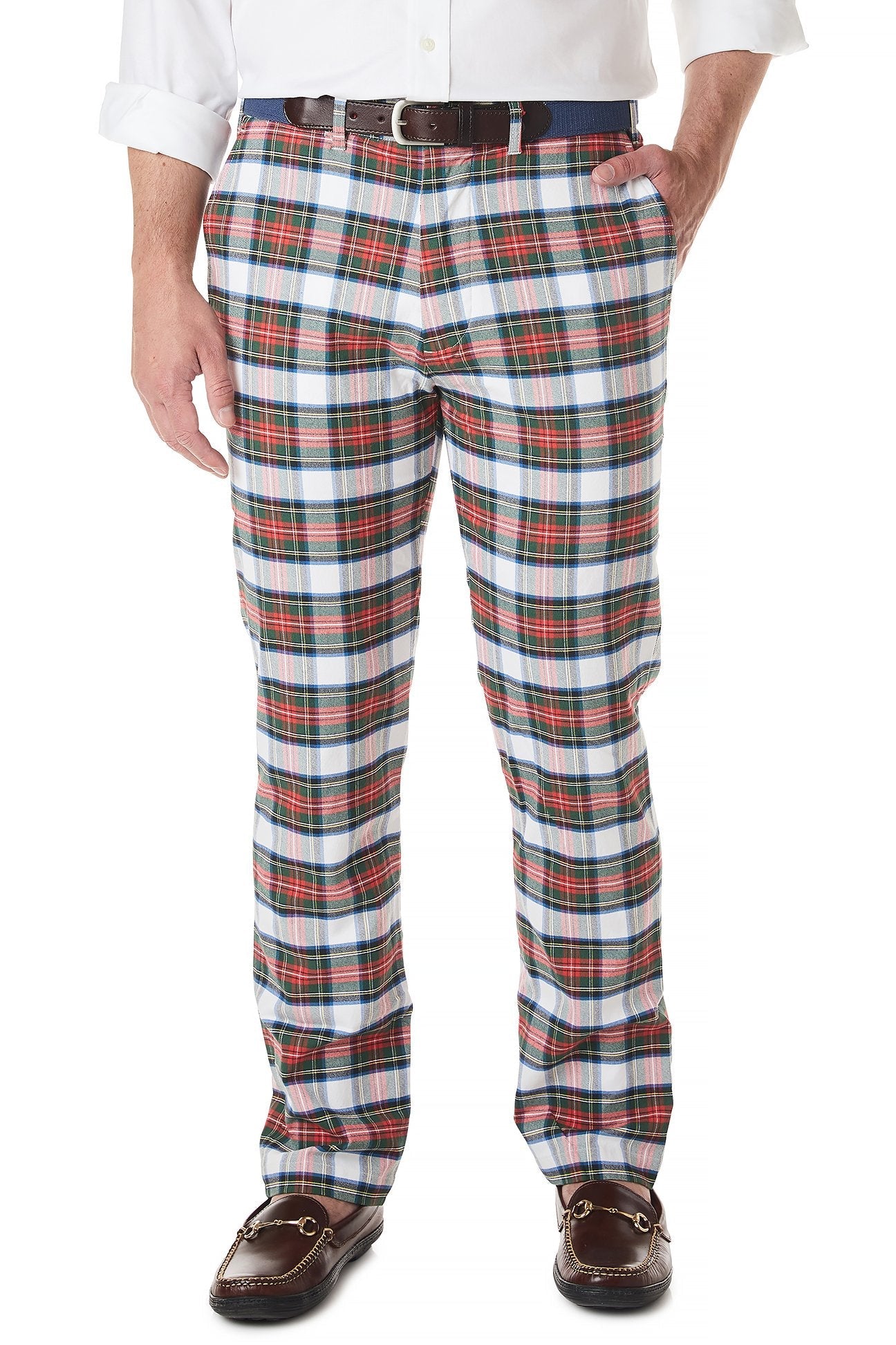 Castaway Mens Christmas Pant Twill Dress Stewart Tartan Plaid