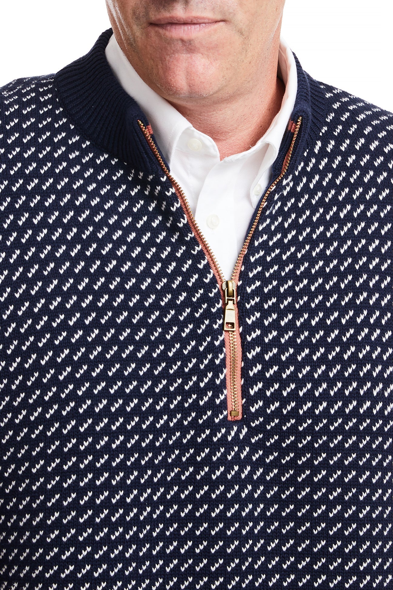 1/4 Zip Sweater Navy Birdseye