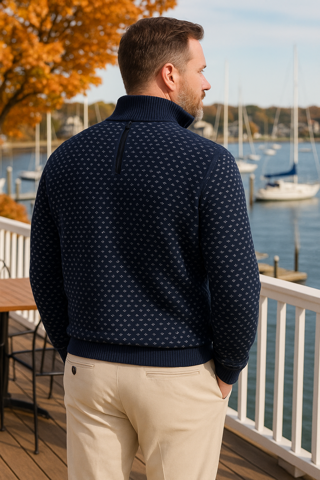 1/4 Zip Sweater Navy Birdseye MENS OUTERWEAR Castaway Nantucket Island