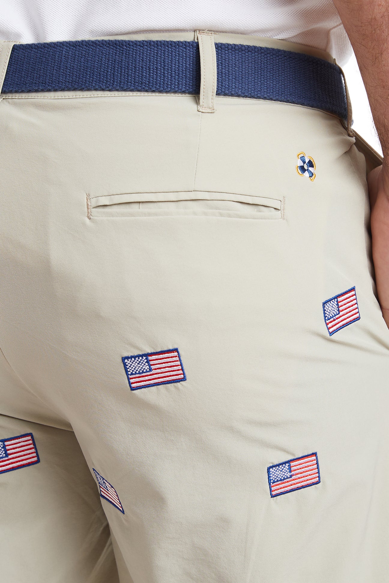 ACKformance Short Khaki with American Flag MENS EMBROIDERED SHORTS Castaway Nantucket Island