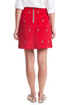 Ali Skirt Corduroy Crimson with Christmas Tree 19" LADIES SKIRTS Castaway Clothing