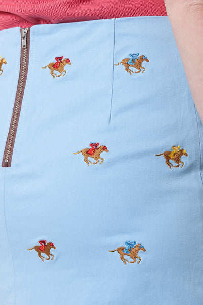 Ali Skirt Stretch Twill Liberty with Racing Horses LADIES SKIRTS Castaway Nantucket Island
