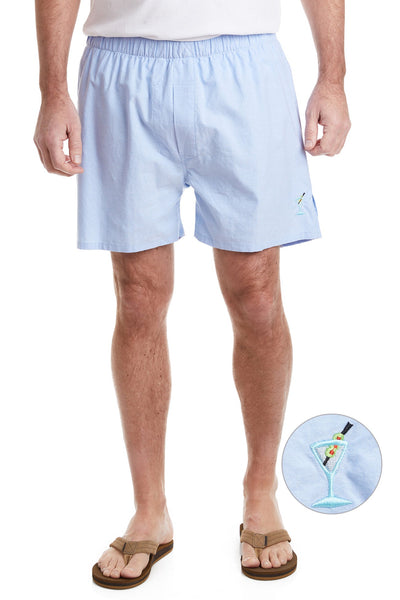 Barefoot Boxer Blue Oxford with Single Martini CASTAWAY BOXERS Castaway Nantucket Island