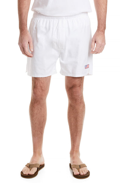 Barefoot Boxer White Oxford with Single American Flag CASTAWAY BOXERS Castaway Nantucket Island