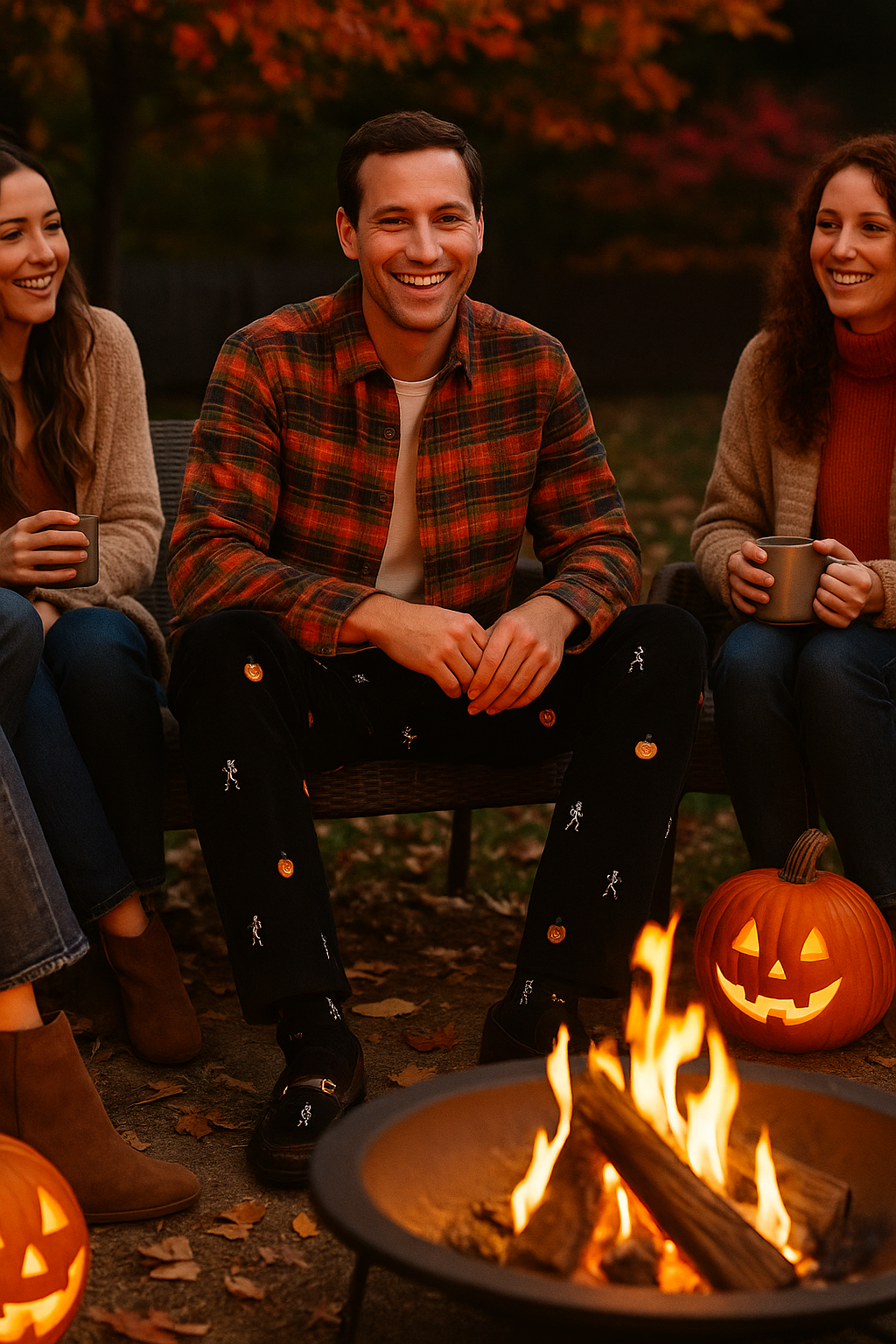 Beachcomber Corduroy Pant Black with Skeleton and JackOLantern MENS EMBROIDERED PANTS Castaway Nantucket Island