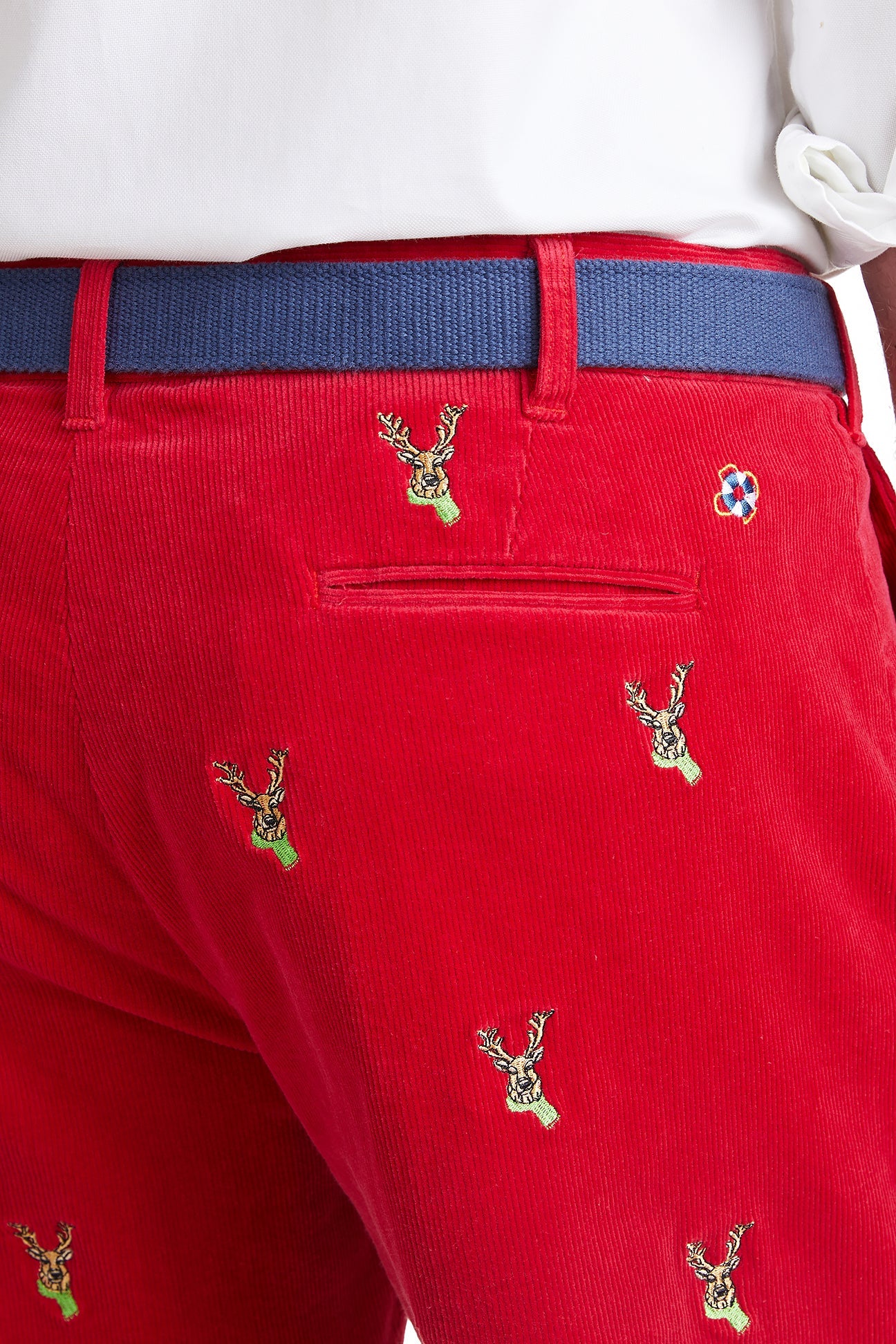 Beachcomber Corduroy Pant Crimson with Dasher MENS EMBROIDERED PANTS Castaway Nantucket Island