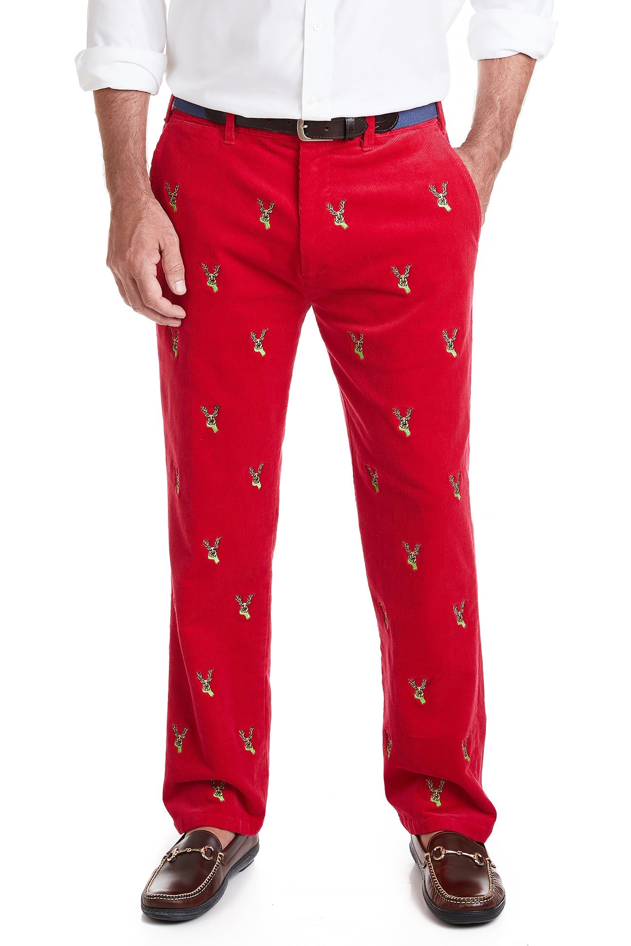 Beachcomber Corduroy Pant Crimson with Dasher MENS EMBROIDERED PANTS Castaway Nantucket Island