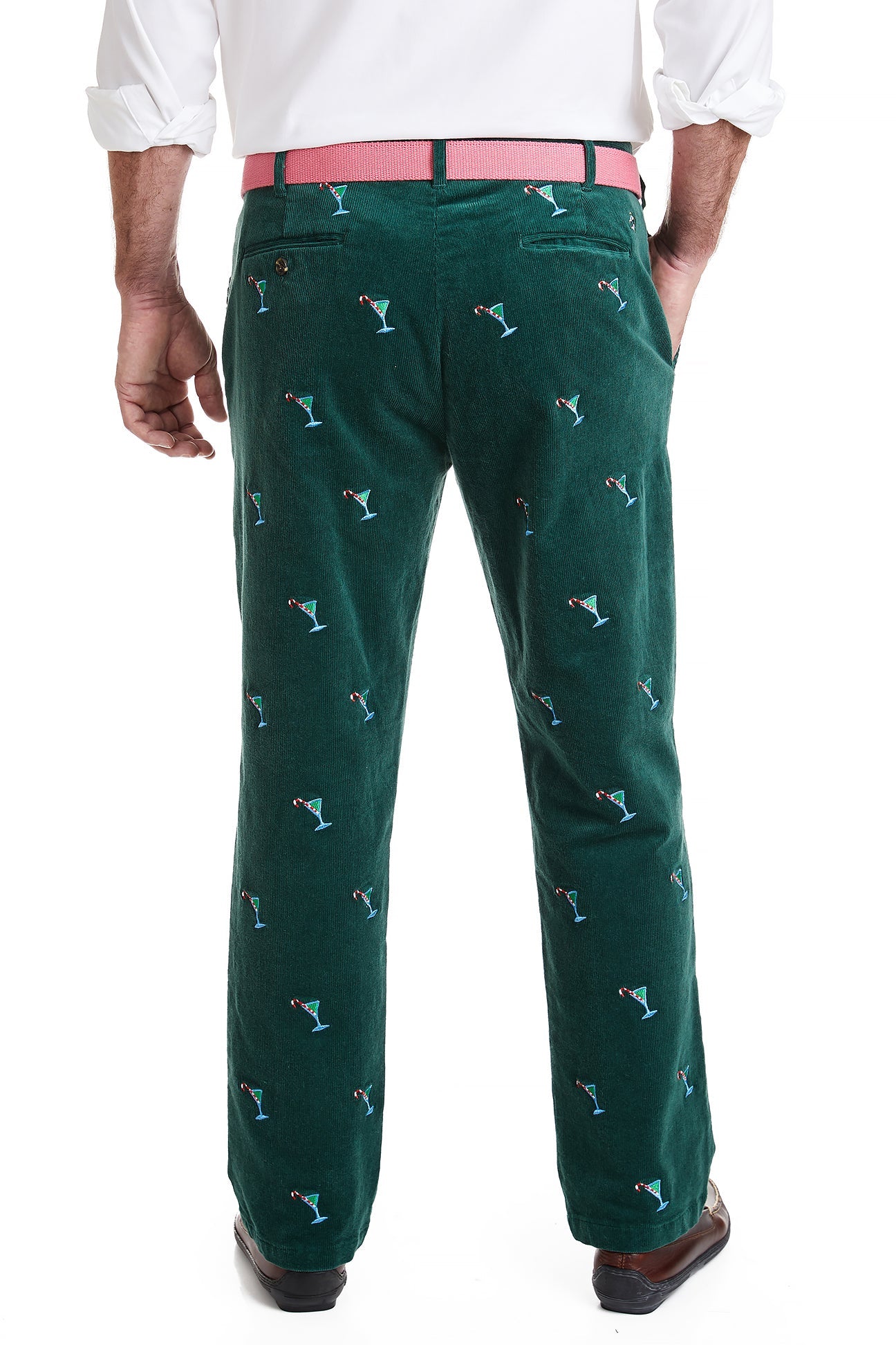 Beachcomber Corduroy Pant Hunter with Martini Candy Cane MENS EMBROIDERED PANTS Castaway Nantucket Island