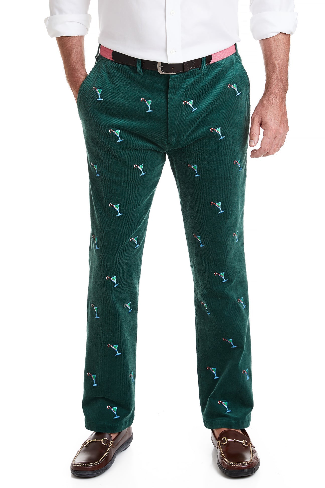 Beachcomber Corduroy Pant Hunter with Martini Candy Cane MENS EMBROIDERED PANTS Castaway Nantucket Island