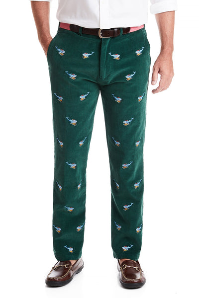 Beachcomber Corduroy Pant Hunter with Nantucket Sleigh Ride MENS EMBROIDERED PANTS Castaway Nantucket Island