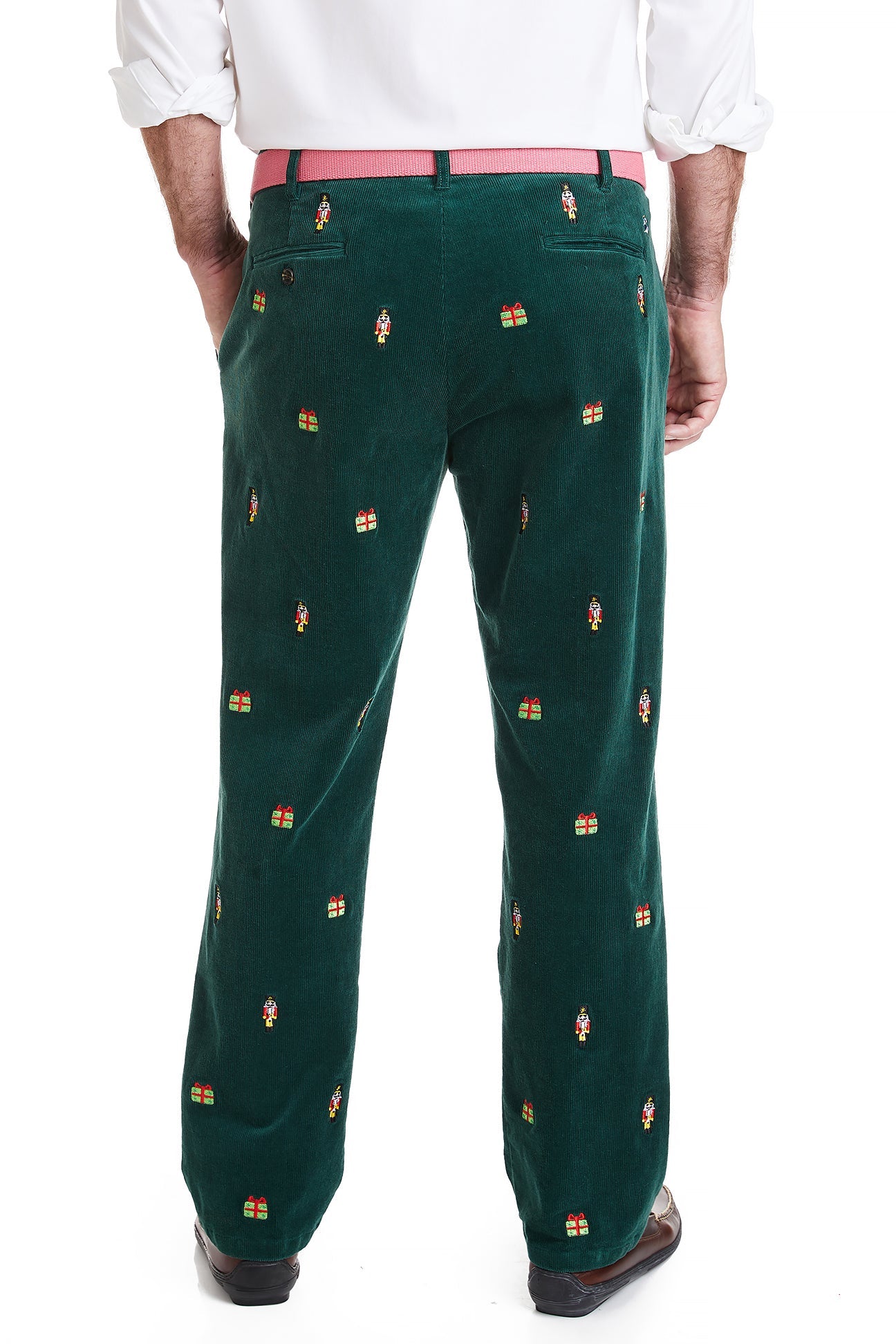Beachcomber Corduroy Pant Hunter with Nutcracker & Present MENS EMBROIDERED PANTS Castaway Nantucket Island