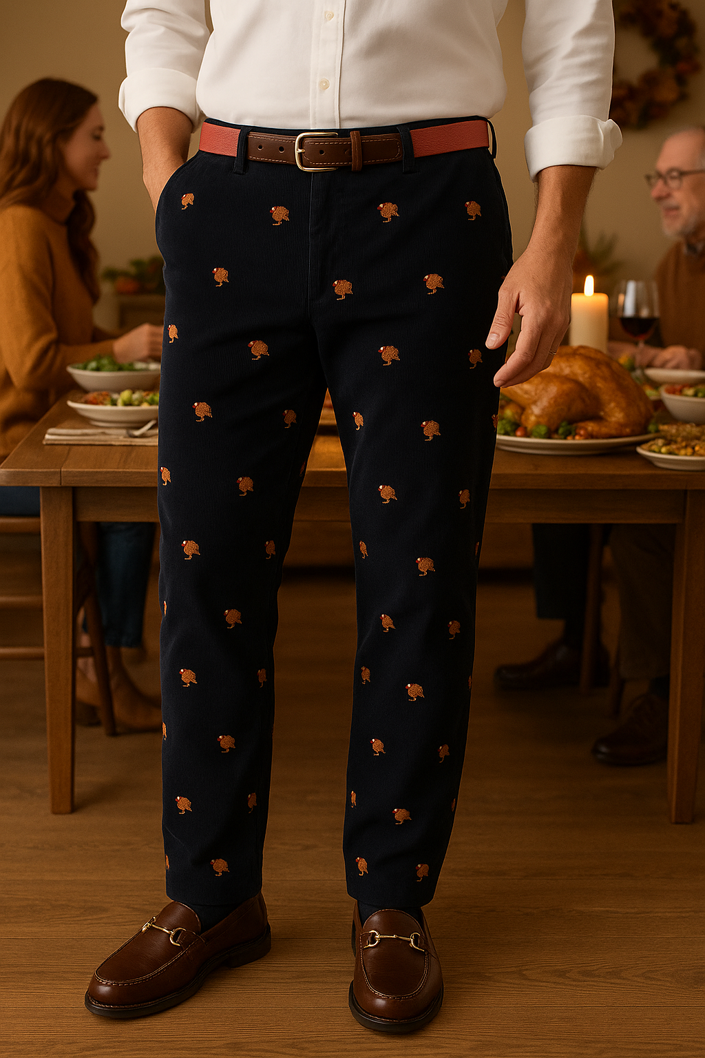 Beachcomber Corduroy Pant Nantucket Navy with Turkey MENS EMBROIDERED PANTS Castaway Nantucket Island