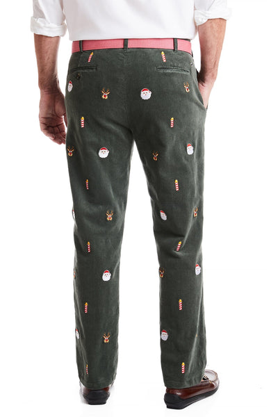 Beachcomber Corduroy Pant Olive with North Pole MENS EMBROIDERED PANTS Castaway Nantucket Island