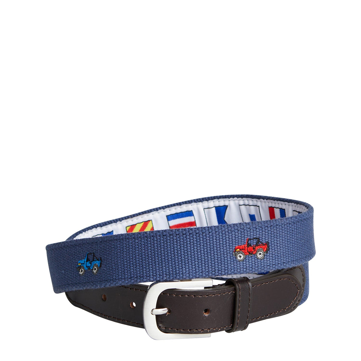 Bowsprit Belt Nantucket Navy Embroidered With Jeeps MENS BELTS Castaway Nantucket Island