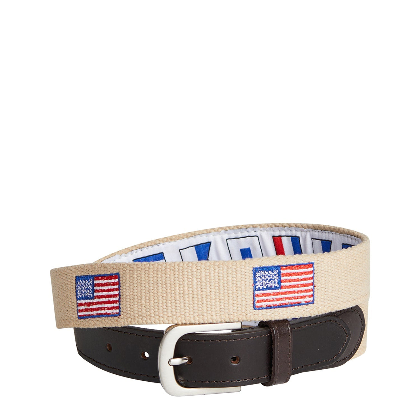 Bowsprit Belt Tan with American Flag MENS BELTS Castaway Nantucket Island