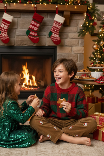 Boys Beachcomber Corduroy Pant Khaki with Santa Candy Cane BOYS PANTS Castaway Nantucket Island