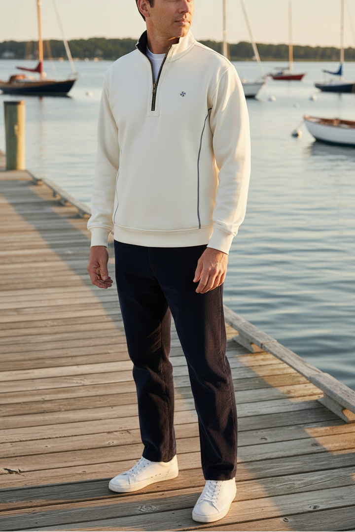Men's Ivory Quarter Zip Pullover | Castaway – Castaway Nantucket