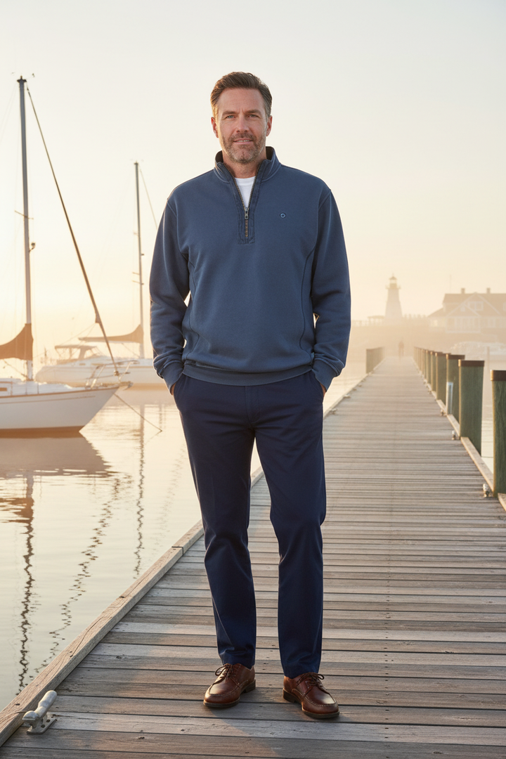 Men's Navy Quarter Zip Pullover | Castaway – Castaway Nantucket Island