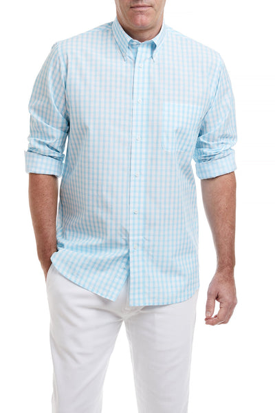 Chase Shirt Aqua Beach Gingham MENS SPORT SHIRTS Castaway Nantucket Island