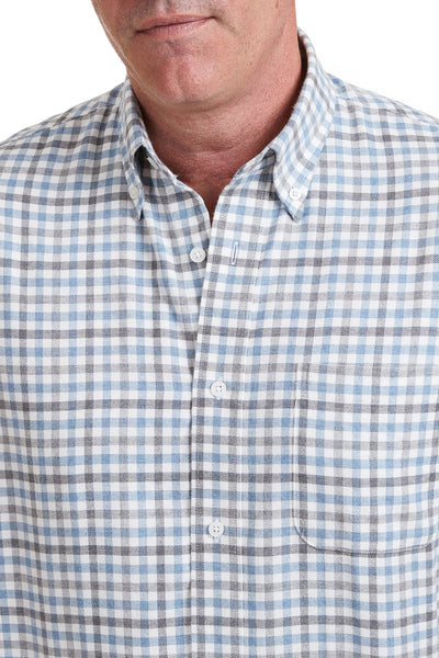 Chase Shirt Blue Fog Gingham Flannel MENS SPORT SHIRTS Castaway Nantucket Island