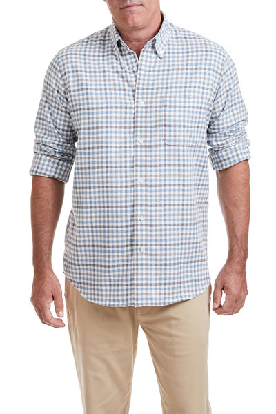 Chase Shirt Blue Fog Gingham Flannel MENS SPORT SHIRTS Castaway Nantucket Island