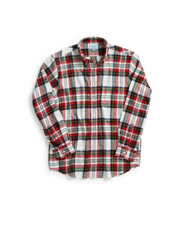 dress stewart flannel shirt Ladies Buttondown Shirt Dress Stewart Tartan XS / Red