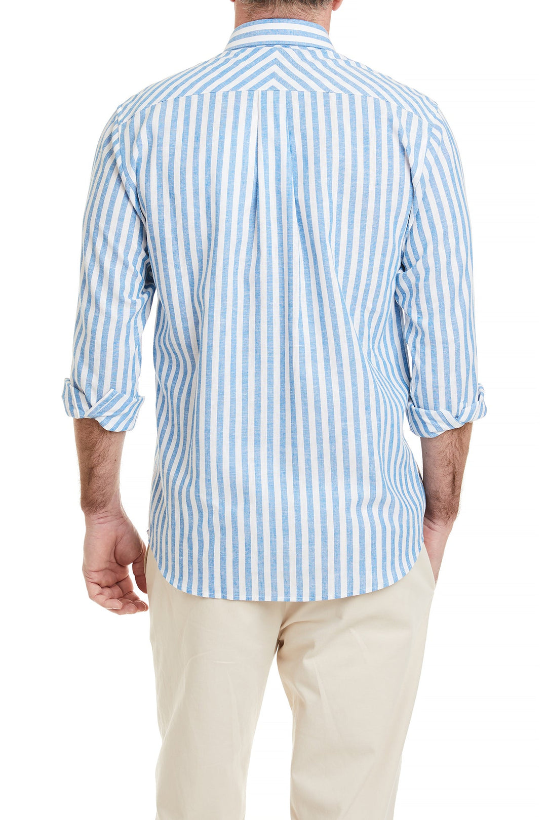 Linen Shirt, Blue Cabana Stripe | Castaway – Castaway Nantucket Island
