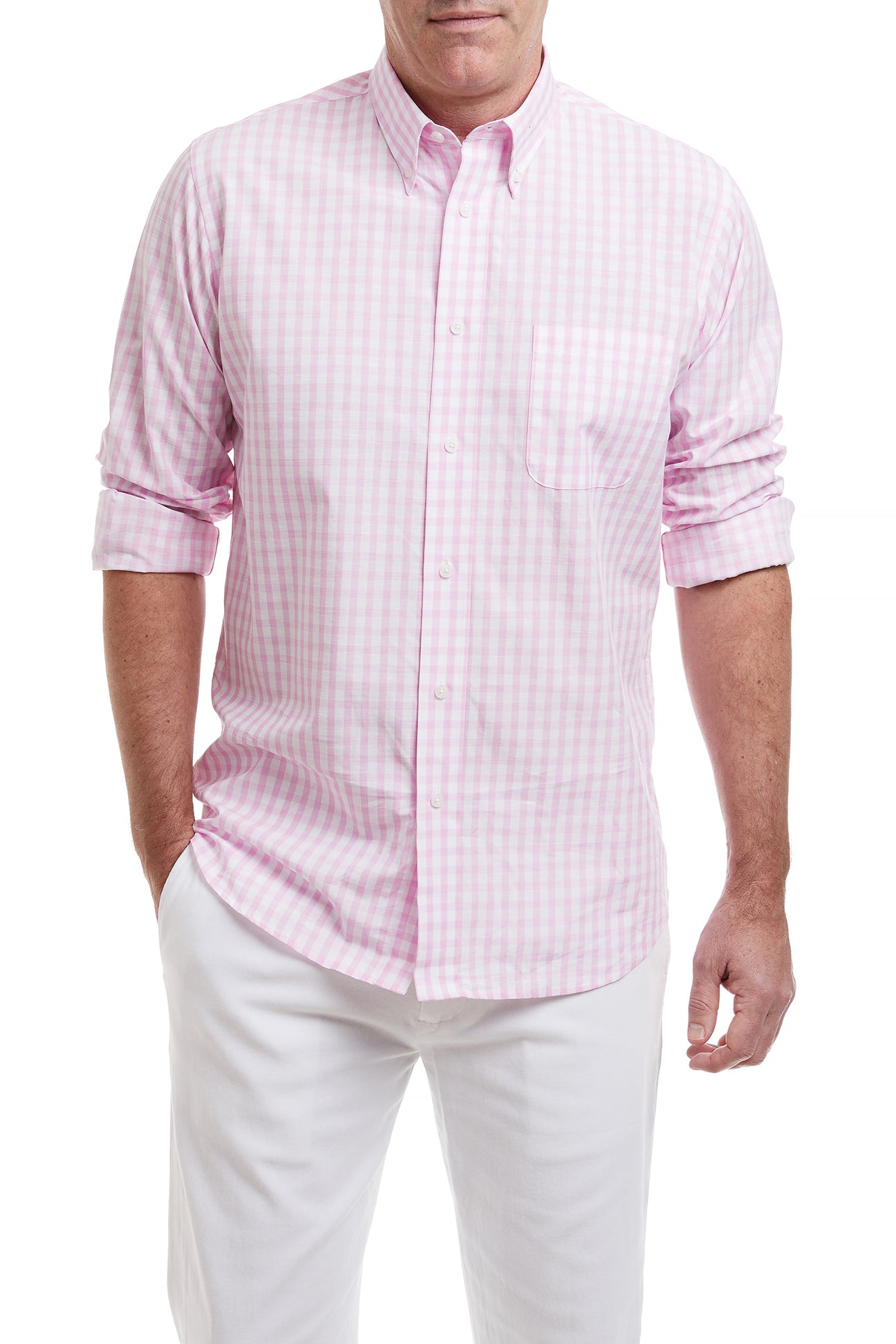 Chase Shirt Pink Beach Gingham MENS SPORT SHIRTS Castaway Nantucket Island