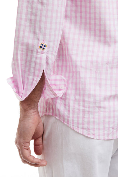 Chase Shirt Pink Beach Gingham MENS SPORT SHIRTS Castaway Nantucket Island