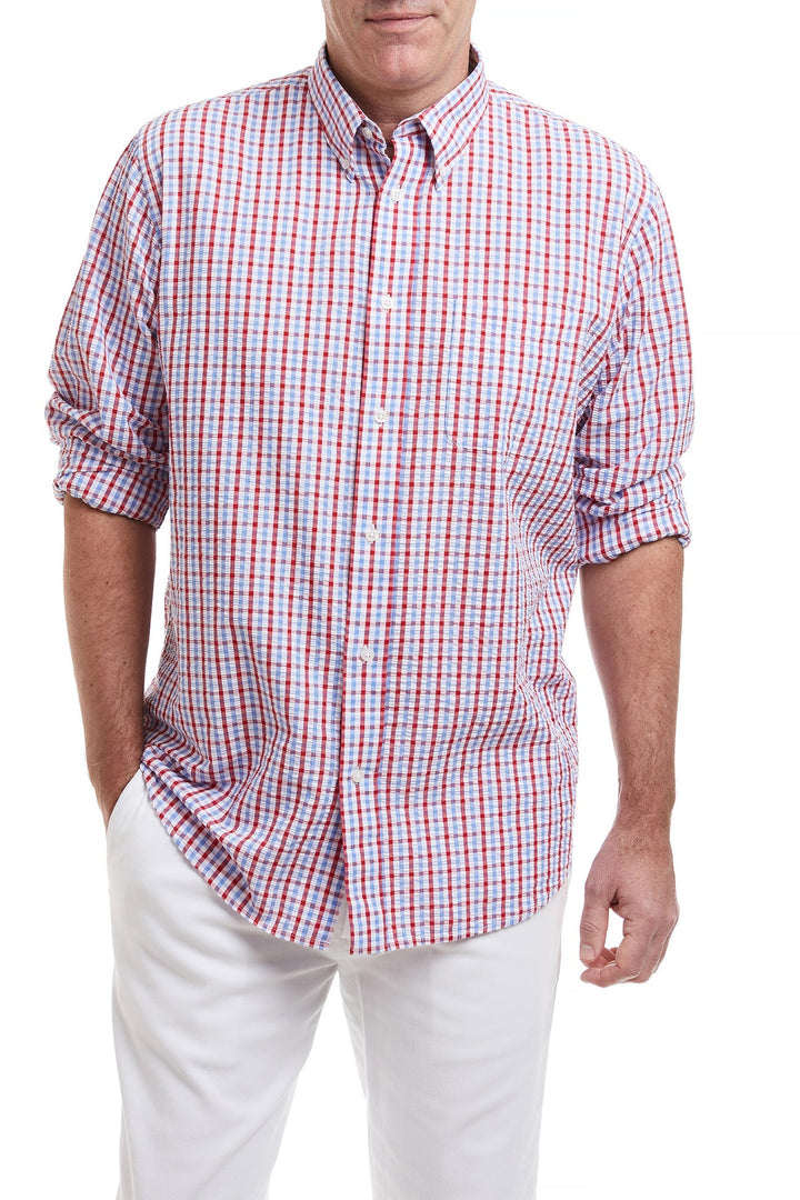 Seersucker Check Shirt, Red White Blue | Castaway – Castaway