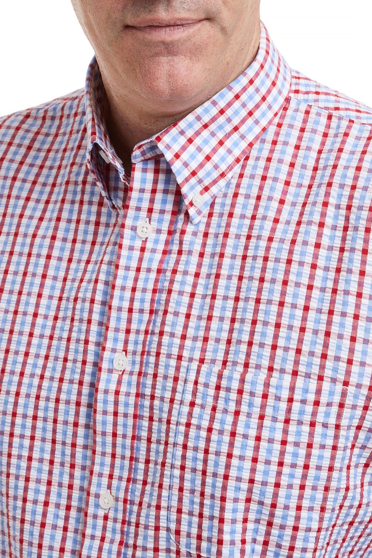red white and blue mens dress shirt Men's White Shirt With Navy and Red Trim