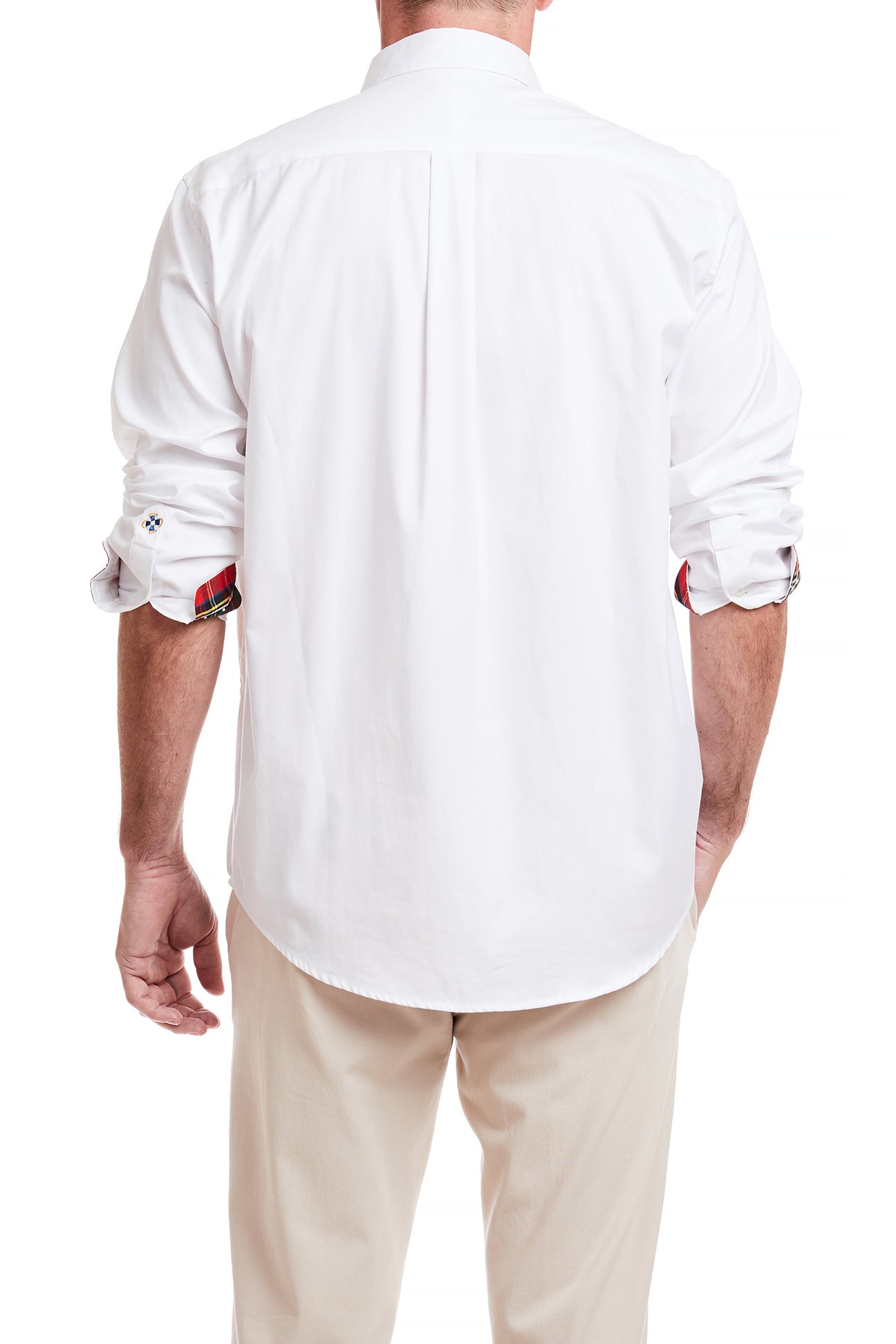 Chase Shirt White Oxford With Royal Stewart Tartan Trim MENS SPORT SHIRTS Castaway Clothing