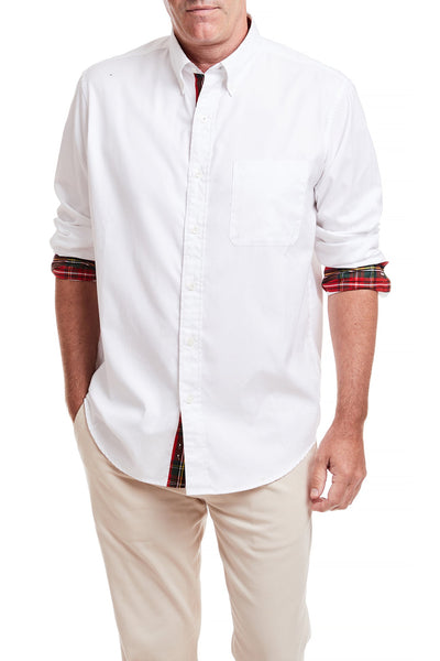 Chase Shirt White Oxford With Royal Stewart Tartan Trim MENS SPORT SHIRTS Castaway Clothing