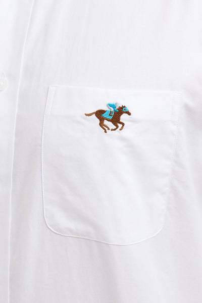 Chase Shirt White Oxford with Single Racing Horse MENS SPORT SHIRTS Castaway Nantucket Island