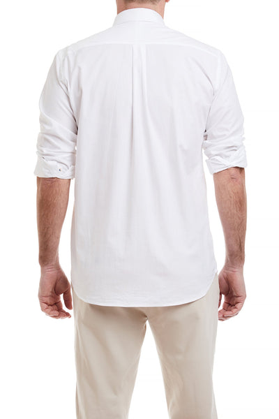 Chase Shirt White Oxford with Single Racing Horse MENS SPORT SHIRTS Castaway Nantucket Island