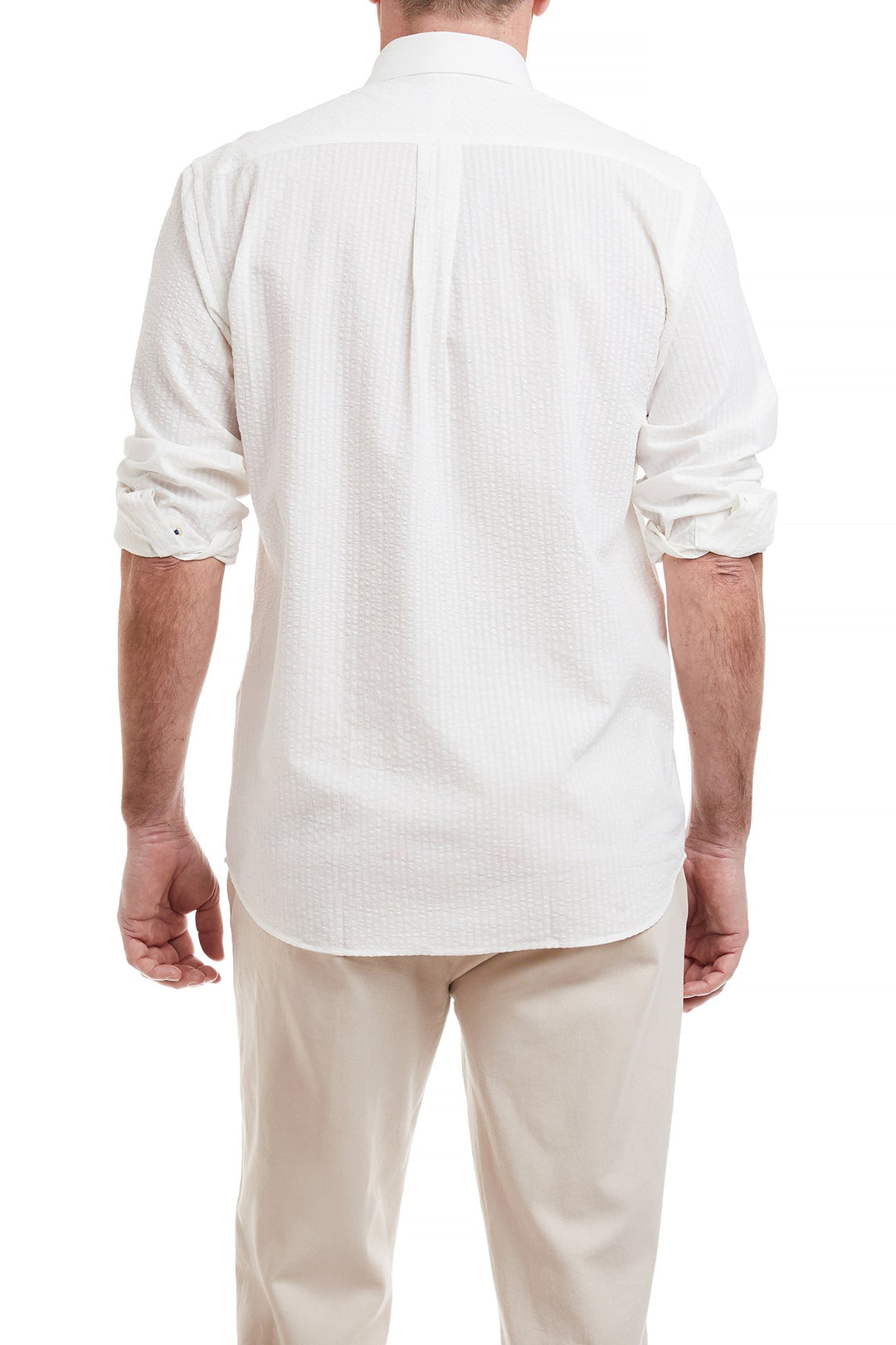 White Seersucker Shirt, Tonal | Castaway – Castaway Nantucket Island