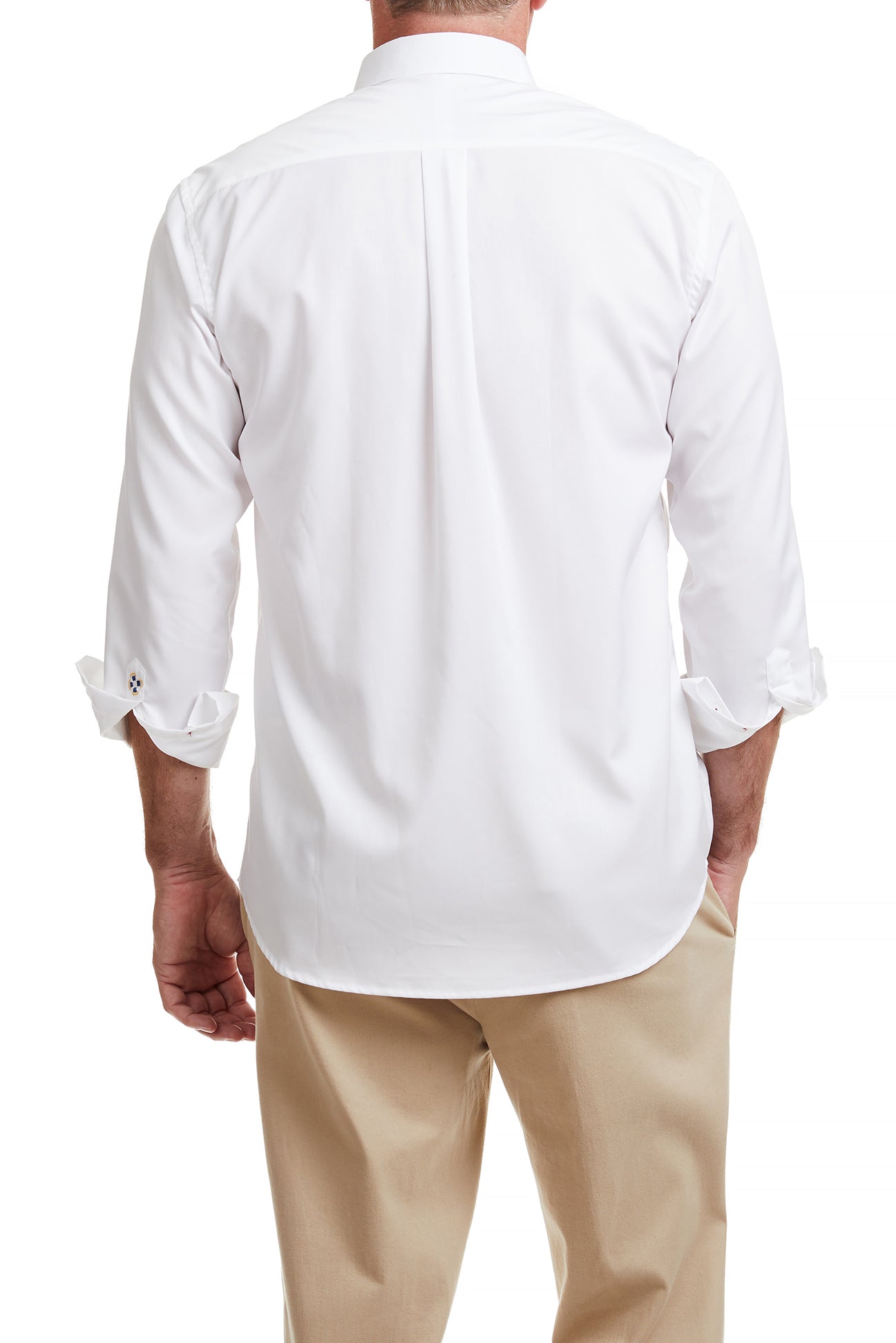 Chase Shirt White with Crimson Grosgrain Trim MENS SPORT SHIRTS Castaway Nantucket Island