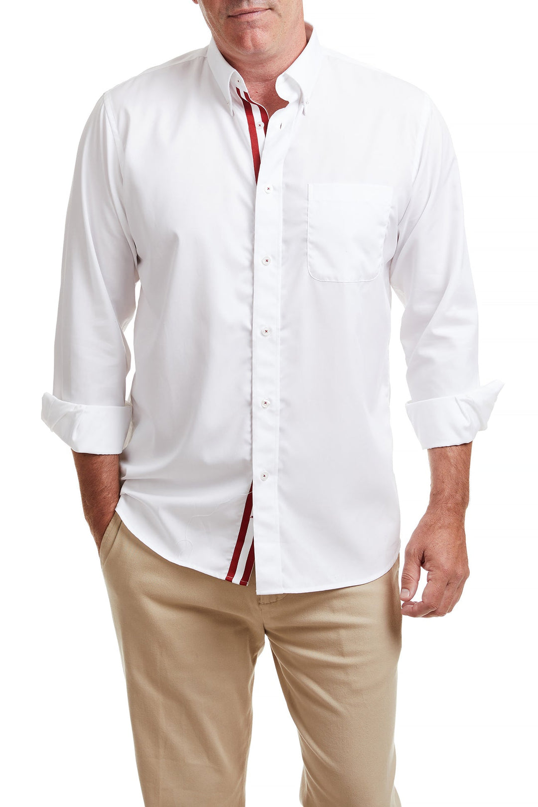 White Oxford Shirt, Crimson Grosgrain | Castaway – Castaway