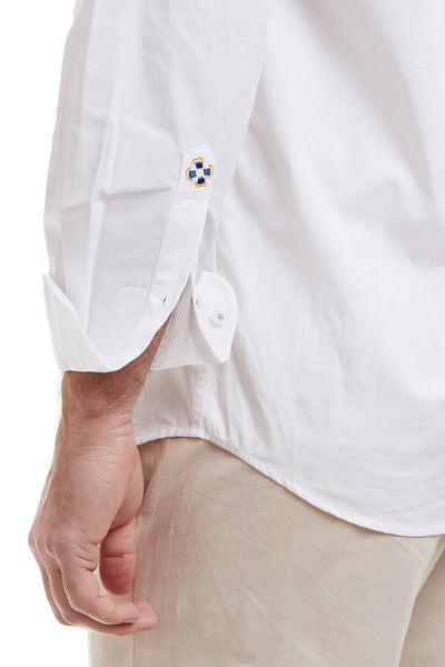 Chase Shirt White with Lt. Blue and White Grosgrain MENS SPORT SHIRTS Castaway Nantucket Island