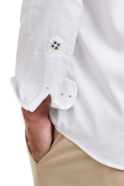 Chase Shirt White with Single Santa Candy Cane MENS SPORT SHIRTS Castaway Nantucket Island