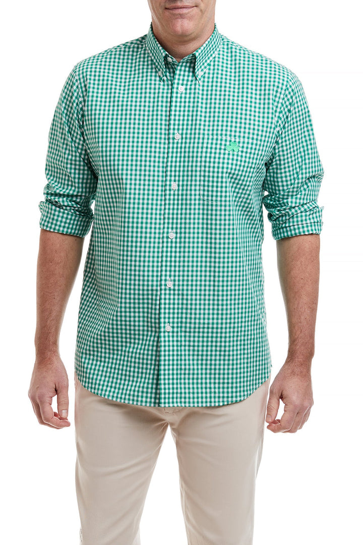 shamrock green dress shirt Chase Shirt Wide Gingham Green with Single Shamrock