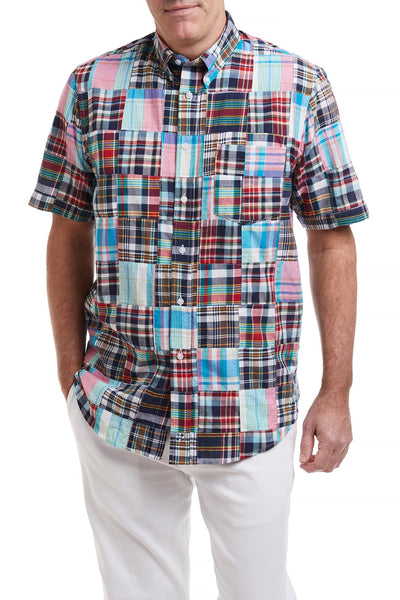 Chase Short Sleeve Shirt Weston Patch Madras MENS SPORT SHIRTS Castaway Nantucket Island